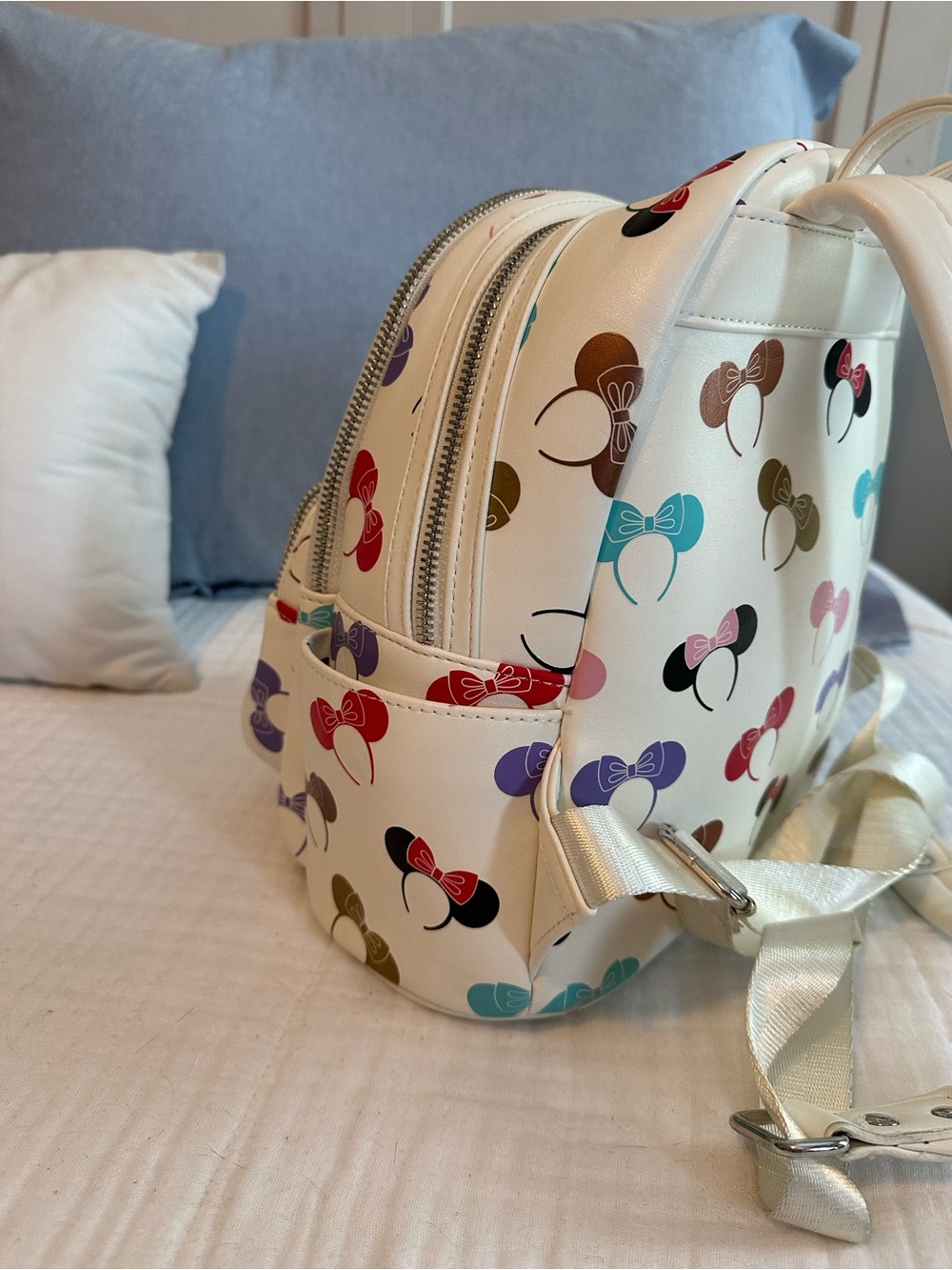 Loungefly x Disney Parks White Minnie Ear Pattern Mini Backpack - Picture 6 of 7